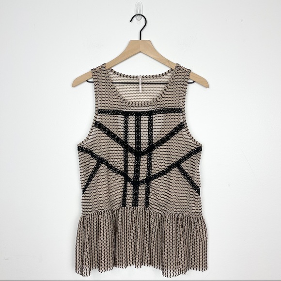 Free People | Lace and Stripe Peplum Top - Picture 1 of 12